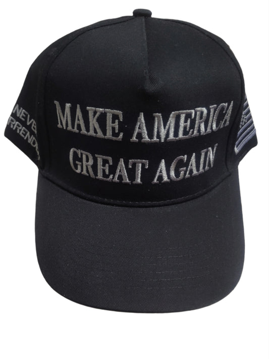 Black and Silver MAGA Hat